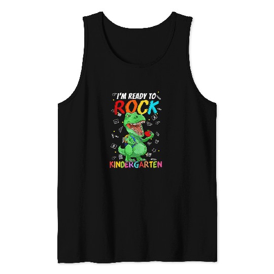Dinosaur Pet Kids Ready to Rock Kindergarten 1st Day of School Dinosaur Boys 2 Tank Tops