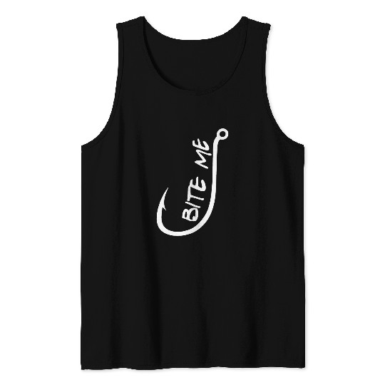 Fishing Fun Bite Me Fishing Poles Ackle Worms Tank Tops