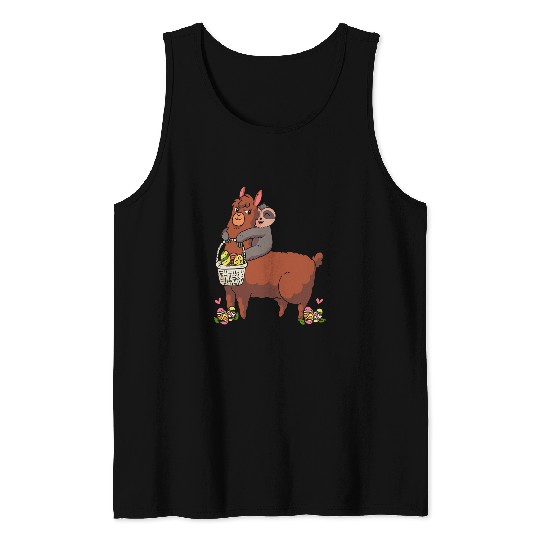 Sloth Pet Gift with llama easter eggs easter bunny Tank Tops