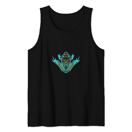Frog Pet Native American Indian Style Art Frog Tank Tops