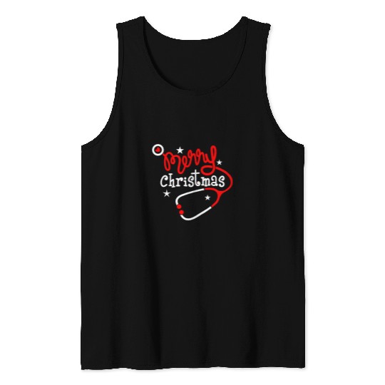 nurses Job Doctor Stethoscope Gift RN Merry Christmas Nursing Student Tank Tops
