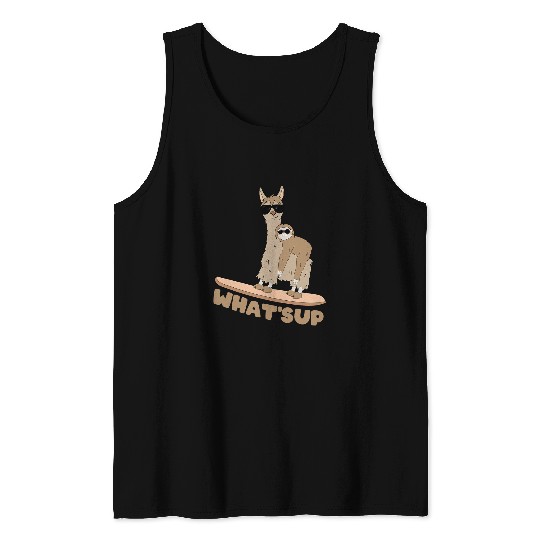 Sloth Pet Gift Whatsup Llama Sloth Stand Up Paddle Board Surfing Lake Tank Tops