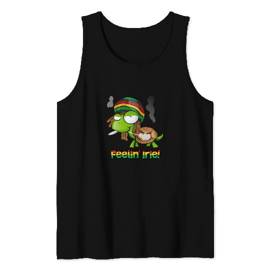 Turtle Pet Feelin Irie Patois Jamaica Turtle Jamaican Slang Tank Tops
