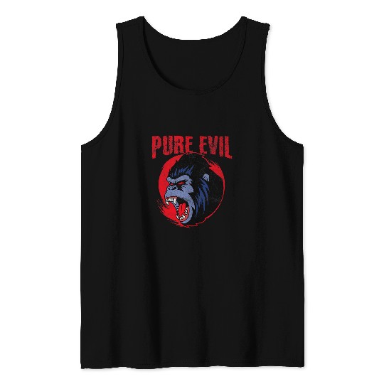 Gorilla Pet Pure Evil Angry Gorilla Monkey Chimpanzee Orangutan Ape Tank Tops
