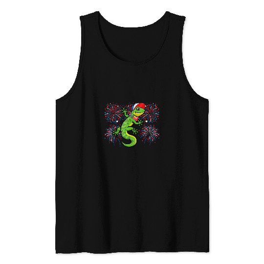 Gecko Pet 4th Of July American Flag Fireworks Costume Animal Tank Tops