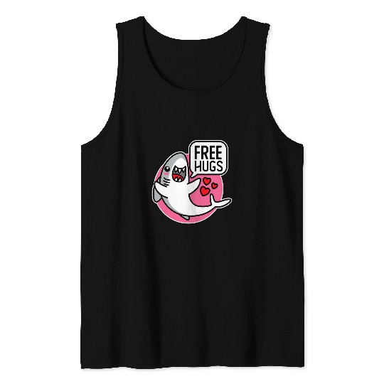 Shark Pet frees Hugs Shark Lover Ocean Wildlife Funny Predator Sea Life Tank Tops