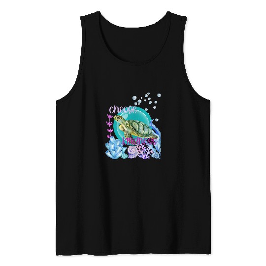 Turtle Pet Swimming Sea Turtle Lover Choose Kindness Watercolor Tank Tops