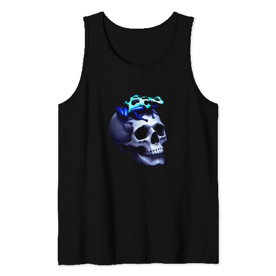 Frog Pet Poison Dart Frog On Skull Amphibian Pet Lovers Art Design 04 Tank Tops