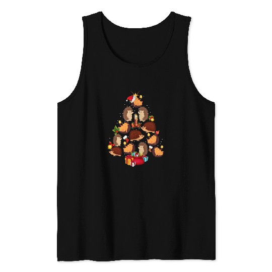 Hedgehog Pet Christmas Tree Light Pajama Hedgehogs Lover Tank Tops