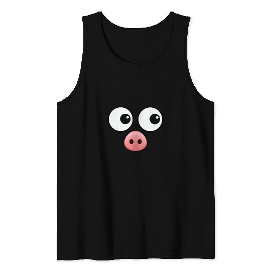 Pig Pet Face Costume Funny Simple Lazy Halloween Costume Tank Tops