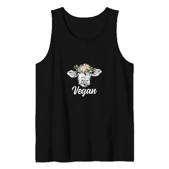 Cow Pet With Flower Vegan Lifestyle Funny Vegetarian Tank Tops