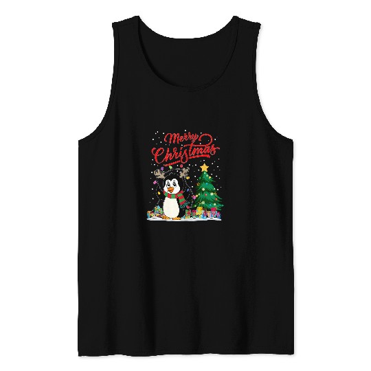 Penguin Pet Santa Penguin Christmas Tree Light Pajama Xmas 270 Tank Tops