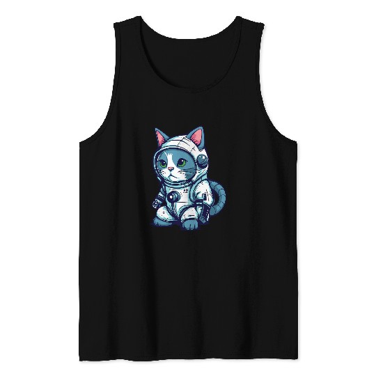 Astronaut Job 2Space Planets Galaxy Astronaut Cat Tank Tops
