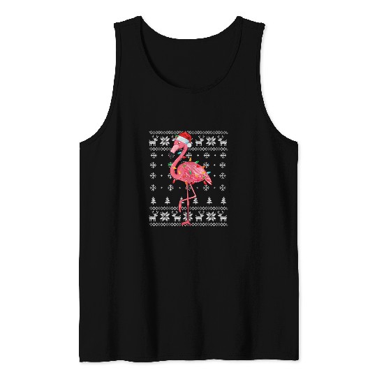 Flamingo Pet In Santa Hat Ugly Christmas Pajama 03 Tank Tops