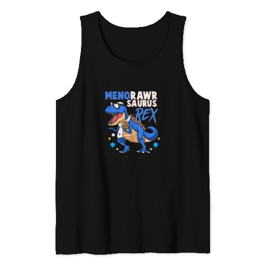Dinosaur Pet Hanukkah TRex Menorasaurus Kids rexs Dinosaur Boy Menora Pun Tank Tops