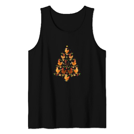 Chicken Pet Christmas Tree Funny Christmas Tank Tops