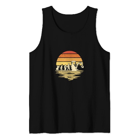 Excavator Fun Evolution Retro Excavator Driver vintages 1 Tank Tops