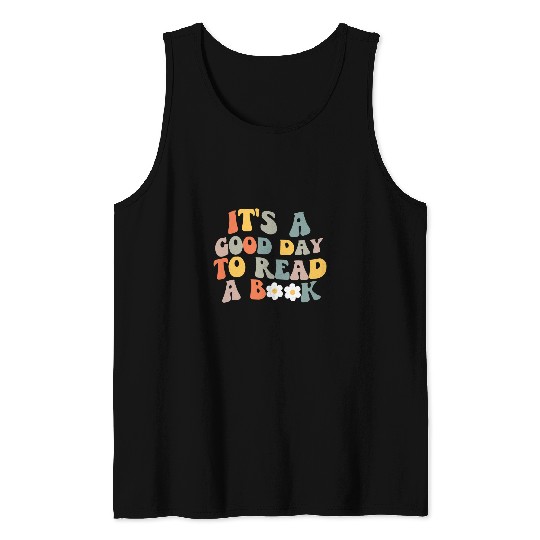 Book Fun Boho Groovy Its A Good Day To Read Book Daisy Bookworm Retro Tank Tops