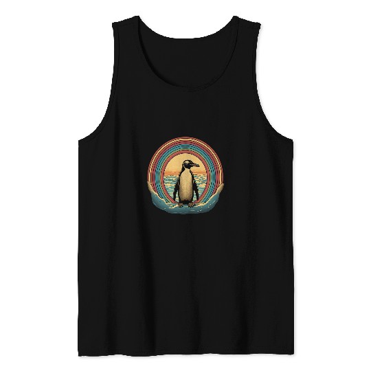 Penguin Pet Retro Vintage Penguin Sunset 270s 80s 90s Penguins Party Tank Tops