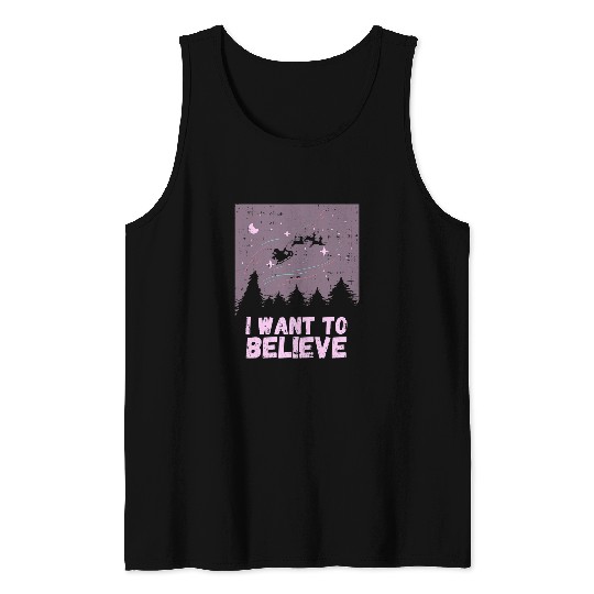 Aliens UFO I Want To Believe In Santa Alien UFO Paranormal Christmas 21 Tank Tops