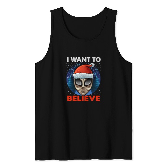 Aliens UFO I Want To Believe 2Christmas Tank Tops