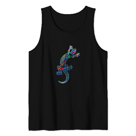 Gecko Pet Abstract Geometric Tribal Art Tank Tops