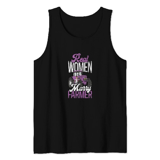 Tractor Fun Farming Husband Wife Marriage Wedding Tractor vintages Tank Tops