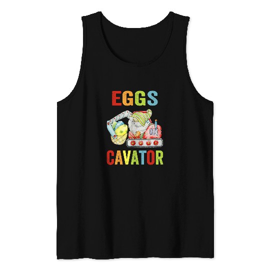 Excavator Fun EggsCavator Gnome Egg Hunt Funny Excavator Happy Easter Kids Tank Tops