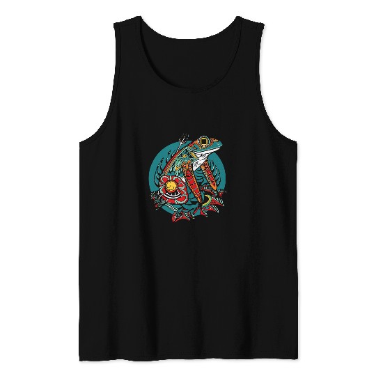 Frog Pet Native American Indian Style Art Pacific Northwest 4 Tank Tops