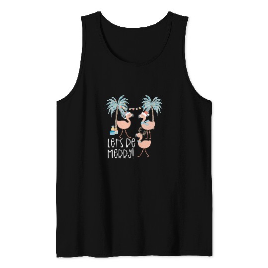 Flamingo Pet Christmas in July Lets be Merry Flamingo Florida Vacation 84 Tank Tops