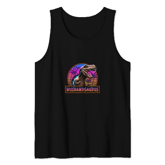 Dinosaur Pet Retro 80s Color Husbandsaurus T rexs Dinosaur Family Matching Tank Tops