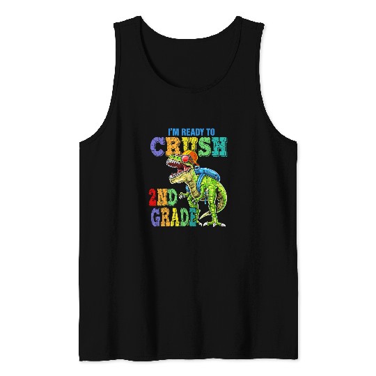 Dinosaur Pet Ready To Crush 2nd Grade Dinosaur Back to School Boys1 Tank Tops