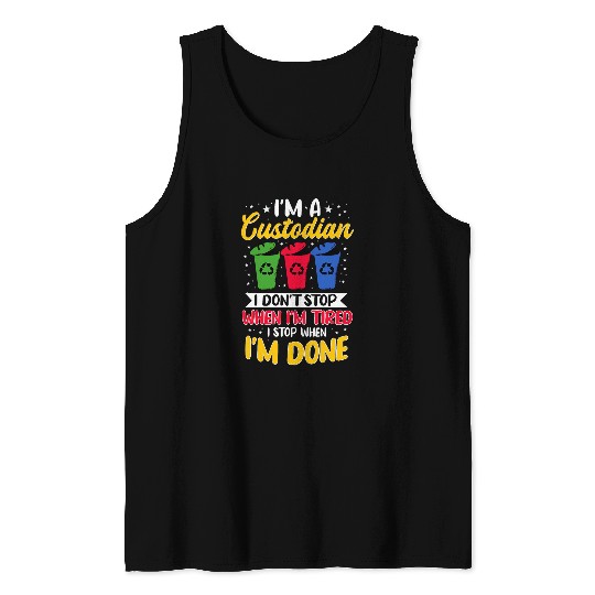 Custodian Janitor Guard Caretaker Reduce Reuse Recycle Tank Tops