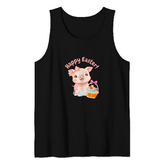 Pig Pet Easter Bunny Spring Pig bow Egg Hunting Basket Tank Tops