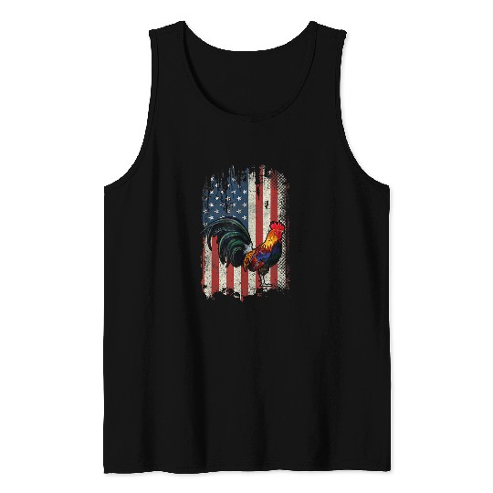 Chicken Pet American Flag Cock Fighting rooster Tank Tops