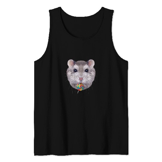 Hamster Pet Grey Dwarf Hamster Lick Rainbow Lollipop Tank Tops