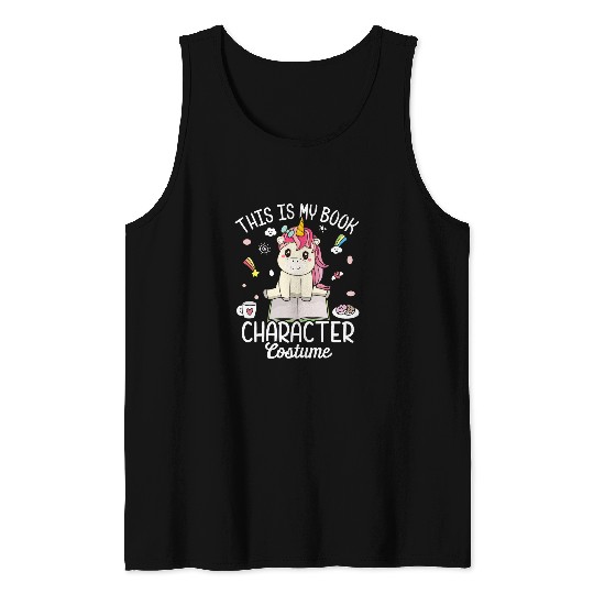 Book Fun Character Costume Book Reader Girl Tank Tops