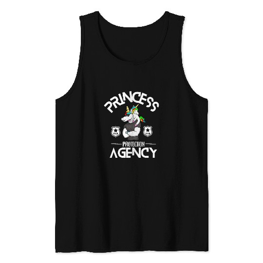 Unicorn Pet Princess Protection Agency Unicorn Dad and Daughter Tank Tops