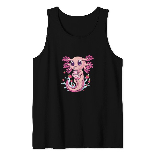 Axolotls Pet Pastel Goth Strawberry Milk Shake Anime Aesthetic 59 Tank Tops