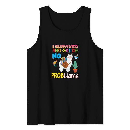 Llama Pet I Survived rd Grade No Probllama Llama Graduate Third Grad Tank Tops