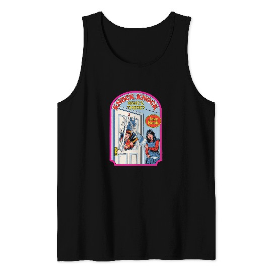 Book Fun Steven Rhodes Shining Knock Knock Joke Book Retro Dark Humor Tank Tops
