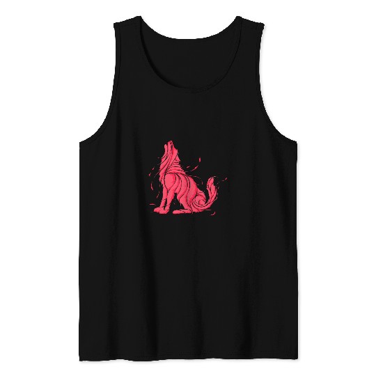 Coyote Mammal Wild Coral Pink wolfs Howling Wildlife Animals Wolves Lovers Tank Tops