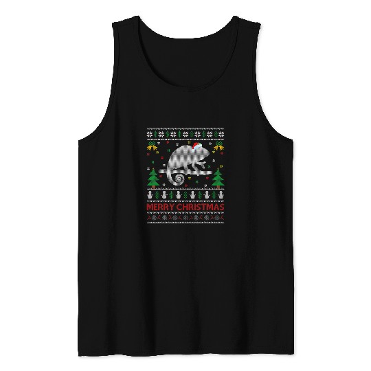 Chameleon Pet Animal Lover Ugly Santa Chameleon Christmas Tank Tops