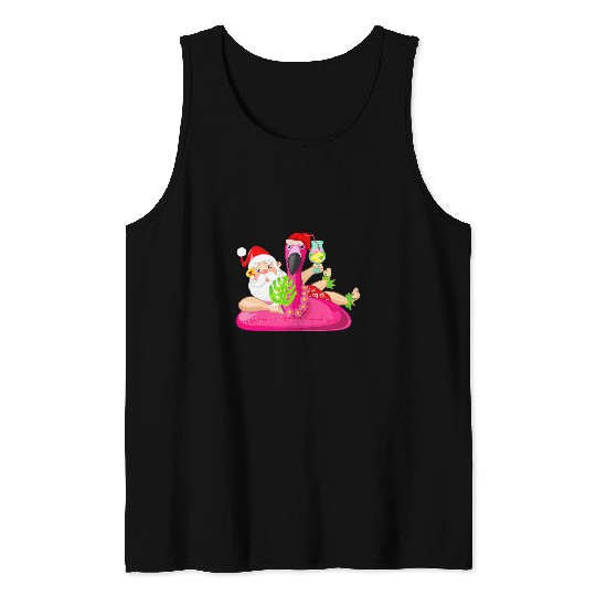 Flamingo Pet christmas in july santa hawaiian flamingo summer surf Tank Tops