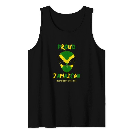 Aliens UFO Jamaica independence day Proud Jamaican Women Pride Tank Tops