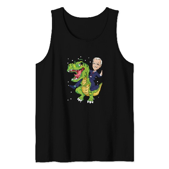 Dinosaur Pet Joe Biden Riding Trex Dinosaur Patriotic 4th of July Kids Tank Tops