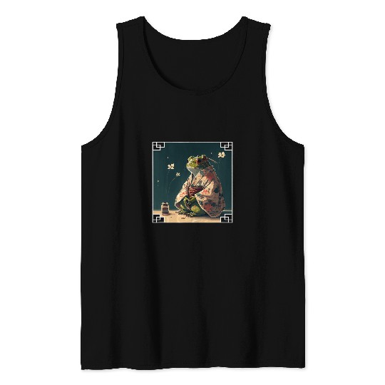 Frog Pet In Kimono Japanese Toad Lord Tank Tops
