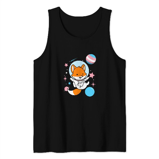 Astronaut Job Transgender Fox In Space Trans Pride Tank Tops