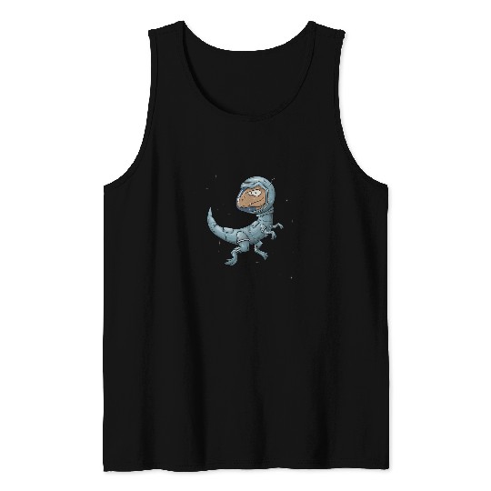 Dinosaur Pet Astronauts Space Raptor Funny Velociraptor Astronaut in Universe Tank Tops