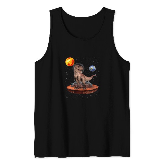 Dinosaur Pet T rexs On Flat Mars Society Funny Tank Tops